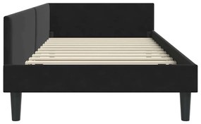 vidaXL Πλαϊνό Κρεβάτι Μαύρο 90 x 190 cm Βελούδο και Στιβαρή ξυλεία