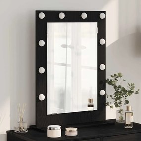 vidaXL Καθρέφτης Vanity με LED Φώτα Μαύρο Δρυς 70x50x18 εκ.