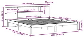 Κρεβάτι Βιβλιοθήκη Χωρίς Στρώμα 200x200 εκ Μασίφ Ξύλο Πεύκου - Καφέ