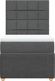 vidaXL Κρεβάτι Boxspring με Στρώμα Σκούρο Γκρι 80x200 εκ. Υφασμάτινο