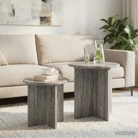 vidaXL Σετ βοηθητικά τραπεζάκια με αποθήκευση 2 pcs Γκρι Sonoma