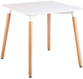 ART Τραπέζι Τραπεζαρίας Άσπρο MDF, Πόδια Οξιά Φυσικό