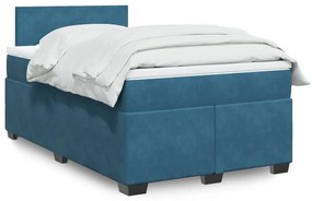Κρεβάτι Boxspring με Στρώμα Σκούρο Μπλε 120x200 εκ. Βελούδινο - Μπλε