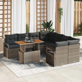 vidaXL Σέτ φαγητού για κήπο 9 pcs Γκρι, Καφέ 100 x 55 x 73 εκ