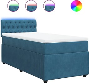 vidaXL Κρεβάτι Boxspring με Στρώμα Μπλε 90x200 εκ. Βελούδινο
