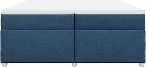 vidaXL Κρεβάτι Boxspring με Στρώμα Μπλε 200x200 εκ. Υφασμάτινο