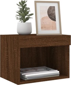 vidaXL Κομοδίνο Επιτοίχιο με Φώτα LED Καφέ Δρυς