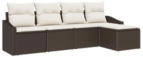 vidaXL Σετ Καναπέ με μαξιλάρι 5 pcs Καφέ συνθετικό ρατάν