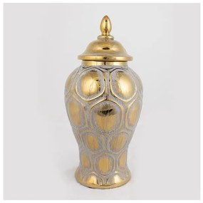 Βάζο Κεραμικό Γκρι &amp; Χρυσό 16x16x33.8cm 752-20019 Estheti-752-20019-Χρυσό 752-20019