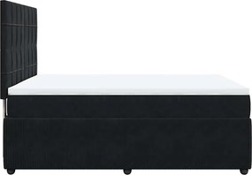 vidaXL Κρεβάτι Boxspring με Στρώμα Μαύρο 140x200 εκ. Βελούδινο