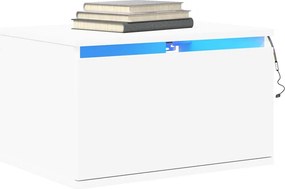 vidaXL Κομοδίνα Επιτοίχια με Φώτα LED 2 τεμ. Λευκά