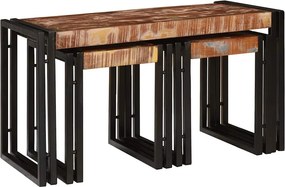 vidaXL Τραπέζι Σαλονιού με Στηρίγματα 3 pcs Καφέ και Μαύρο