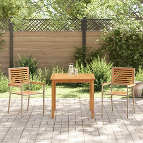 vidaXL 3 Piece Garden Dining Set Beige Poly Rattan Acacia