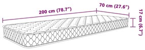 Στρώμα με Αφρό Μνήμης Λευκό 70x200x17 εκ. - Λευκό