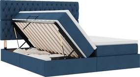 vidaXL Κρεβάτι Αποθήκης με κεφαλάρι Μπλε 200 x 200 cm Ύφασμα