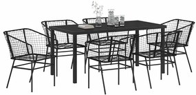 vidaXL Σέτ φαγητού για κήπο 7 pcs Μαύρο συνθετικό ρατάν