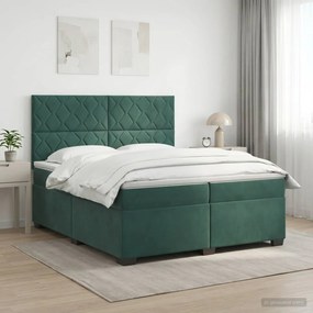 vidaXL Κρεβάτι box spring με στρώμα Σκούρο Πράσινο 200 x 200 cm