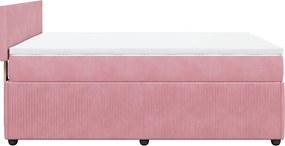 vidaXL Κρεβάτι Boxspring με Στρώμα Ροζ 160x200 εκ. Βελούδινο