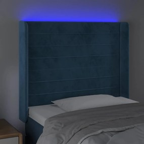 Κεφαλάρι Κρεβατιού LED Σκούρο Μπλε 103x16x118/128 εκ. Βελούδινο 3124234