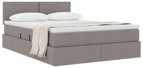 vidaXL Κρεβάτι με αποθηκευτικό χώρο και στρώμα Taupe 140 x 200 cm