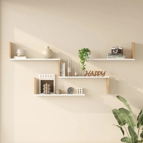 Ραφιέρα τοίχου Flear pakoworld λευκό με oak 179x14,5x76,2εκ