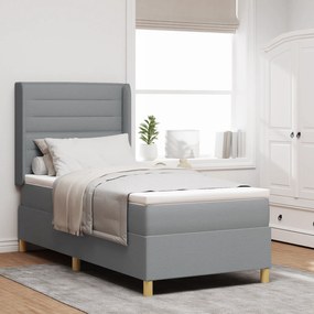 vidaXL Κρεβάτι με Στρώμα Box Spring & Φωτισμό LED Γκρι 100x200 εκ Fabric