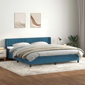 Κρεβάτι Boxspring με Στρώμα Σκούρο Μπλε 200x220 εκ. Βελούδινο - Μπλε