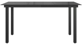 vidaXL Τραπέζι Κήπου Μαύρο 150 x 90 x 74 εκ. από Αλουμίνιο / Γυαλί