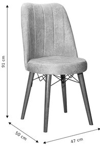 Καρέκλα Nevis I ανθρακί antique ύφασμα-καρυδί πόδι 4αδα 47x50x91 εκ.