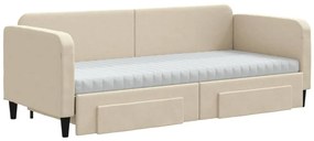vidaXL Καναπές Κρεβάτι Συρόμενος Κρεμ 80x200 εκ Υφασμάτινος &amp; Συρτάρια