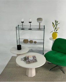 Stewehome Σετ 2 μεσαία τραπέζια σαλονιού από MDF με στρογγυλό σχήμα Μπεζ
