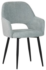 Factols Inart armchair light green fabric-leg black metal 53x61x84cm 53x61x84 εκ.