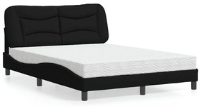 vidaXL Κρεβάτι με Στρώμα Μαύρο 140 x 190 εκ. Υφασμάτινο
