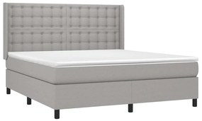 vidaXL Κρεβάτι Boxspring με Στρώμα & LED Αν.Γκρι 180x200εκ. Υφασμάτινο