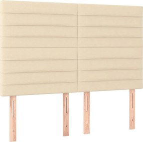 vidaXL Κρεβάτι Boxspring με Στρώμα &amp; LED Κρεμ 140x200 εκ. Υφασμάτινο