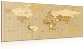 Εικόνα του παγκόσμιου χάρτη σε μπεζ απόχρωση - 100x50