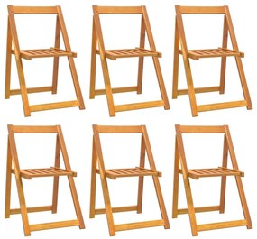 Καρέκλες Πτυσσόμενες 6 τεμ. από Μασίφ Ξύλο Ακακίας - Καφέ