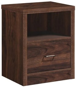 WOODWELL Ε7387,2CALIBER Κομοδίνο με 1 Συρτάρι + 1 Ράφι, Απόχρωση Καρυδί 47x39x60cm Ε7387,2