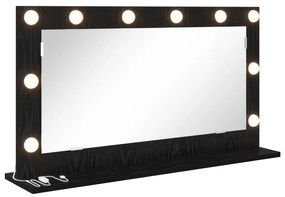 vidaXL Καθρέφτης Vanity με LED Φώτα Μαύρο Δρυς 80x45x18 εκ.