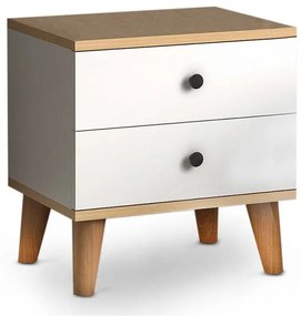 Κομοδίνο Luce Λευκό-Oak 45x35x47 GP022-0049,2 Megapap GP022-0049,2 Λευκό