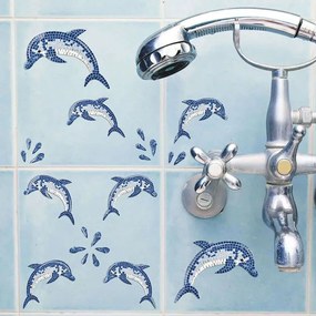 Αυτοκόλλητα Τοίχου Βινυλίου Dolphins 59601 45x35cm Blue Ango Vinyl