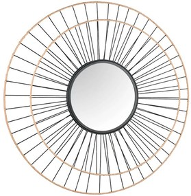 Καθρέπτης Τοίχου Kerstin 2550136 Φ80cm Natural-Black Mirrors & More Ξύλο,Μέταλλο