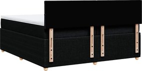 vidaXL Κρεβάτι Boxspring με Στρώμα Μαύρο 200x200 εκ. Υφασμάτινο