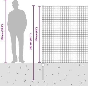 vidaXL Περίφραξη Euro με Στήλη 10 x 1,6 m Γαλβανισμένος Χάλυβας Ασημί