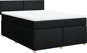 vidaXL Κρεβάτι Boxspring με Στρώμα Μαύρο 140x190 εκ. Υφασμάτινο