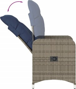 vidaXL Ξαπλωτή Πολυθρόνα Κήπου με Μαξιλάρια 2 pcs Γκρι Πολυ ράταν