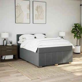 vidaXL Κρεβάτι Boxspring με Στρώμα Σκούρο Γκρι 140x190 εκ. Υφασμάτινο