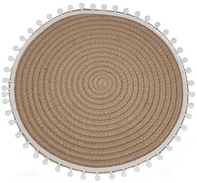 Σουπλά Πον Πον 00.06.6977A Φ38cm Beige-White Ψάθα