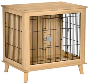 Ξύλινο κουτί μεταφοράς, κουτί σκύλου 81 cm x 58,5 cm x 76 cm Δρυς Ατσάλι Καφέ + Μαύρο