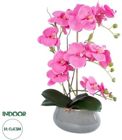 Artificial Garden PINK ORCHID 21121 Διακοσμητικό Φυτό Έντονο Ροζ Ορχιδέα Υ43cm Globostar-21121-Φούξια 21121
